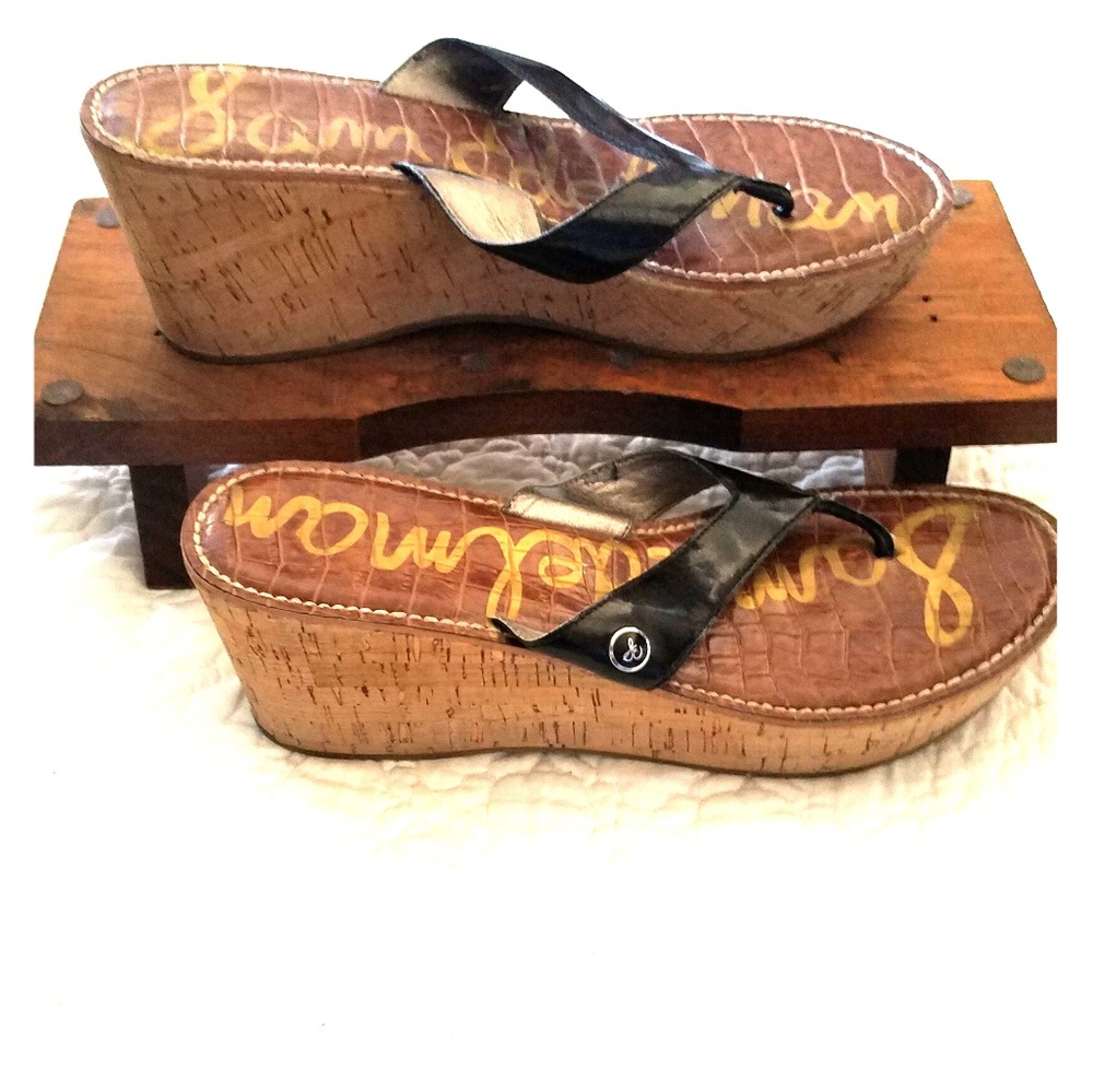 🌞🌻☀️🏖️🏜️ Sam Edelman Romy Cork Wedge Sandals